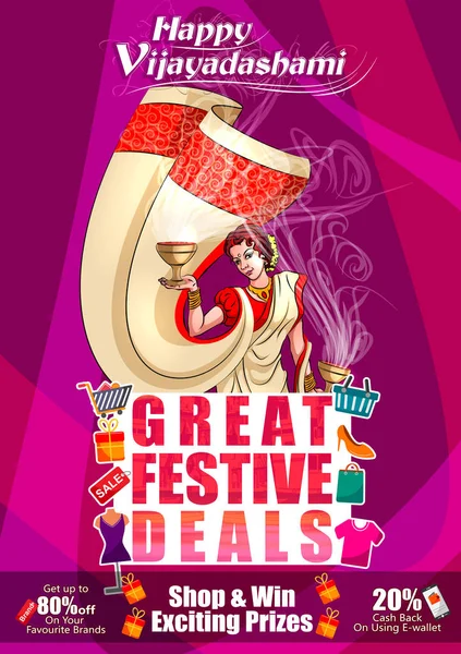 Mutlu Durga Puja Hindistan tatil festival anlaşma promosyon arka plan