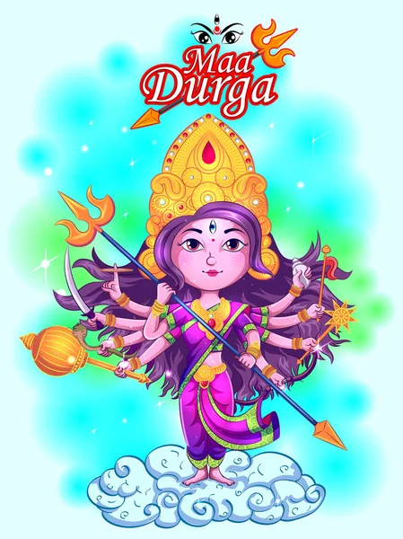 행복 Durga Puja 축제 인도 휴가 배경 — 스톡 벡터