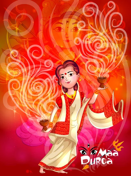 Gelukkige Durga Puja festival India Vakantie achtergrond — Stockvector
