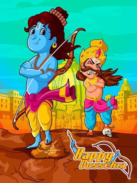 Tanrı Rama iblis Ravana mutlu Dussehra Navratri kutlama Hindistan tatil arka plan ile