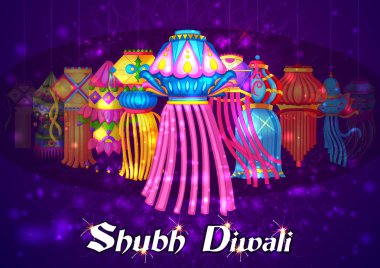 Diya ve Hindistan tatil kutluyor mutlu bayramlar gecesi asılı lamba