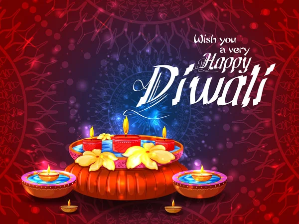 Fogo de artifício na noite de Diwali feliz que celebra férias da Índia — Vetor de Stock