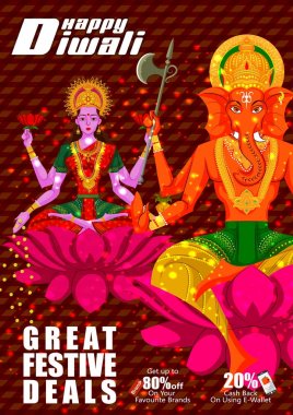 Hint tanrıçası Lakshmi ve Ganesha mutlu bayramlar bayram anlaşma arka plan üzerinde