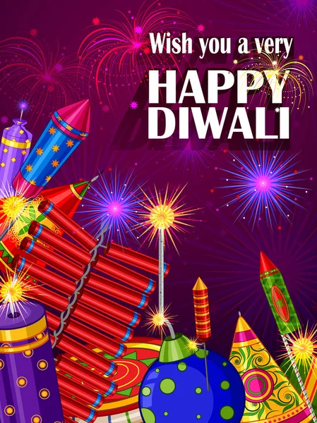 Colorfu Feuerwerkskörper auf glücklich Diwali Nacht feiern Feiertag von Indien — Stockvektor