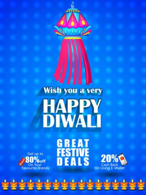 Hindistan tatil şenlikli anlaşma arka plan ile kutluyor mutlu bayramlar gece lamba asılı