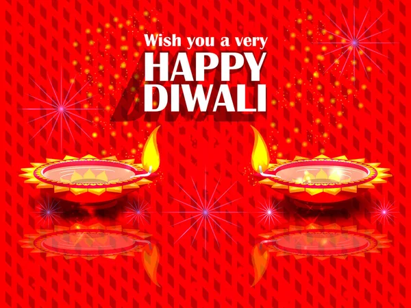 Decorated Diya on Happy Diwali night celebrating holiday of India — Stock Vector