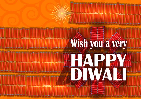 Colorfu Firecracker em Happy Diwali noite celebrando férias da Índia — Vetor de Stock