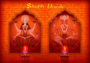 Hint tanrıçası Lakshmi ve Ganesha mutlu bayramlar bayram arka plan üzerinde