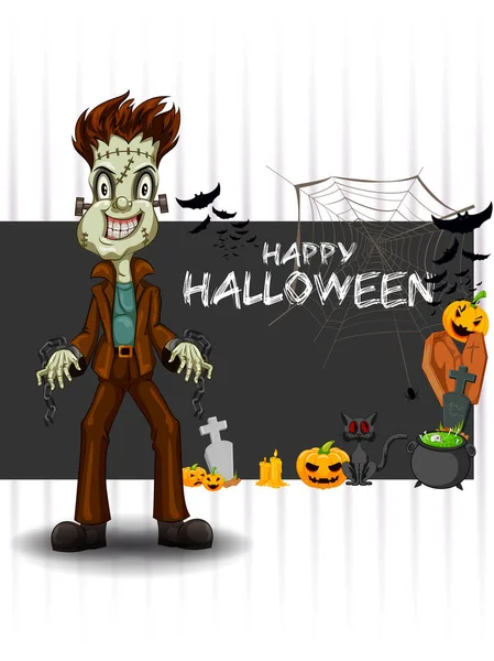 Boldog Halloween hanunted háttér ijesztő jelmez gyerekeknek — Stock Vector