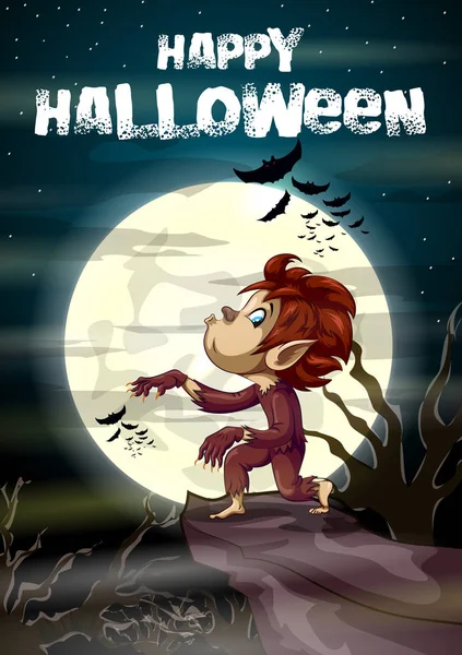 Feliz Halloween hanunted fundo com crianças em fantasia assustadora — Vetor de Stock