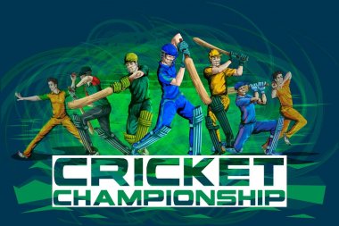Concept of sportsman playing Cricket match sport clipart