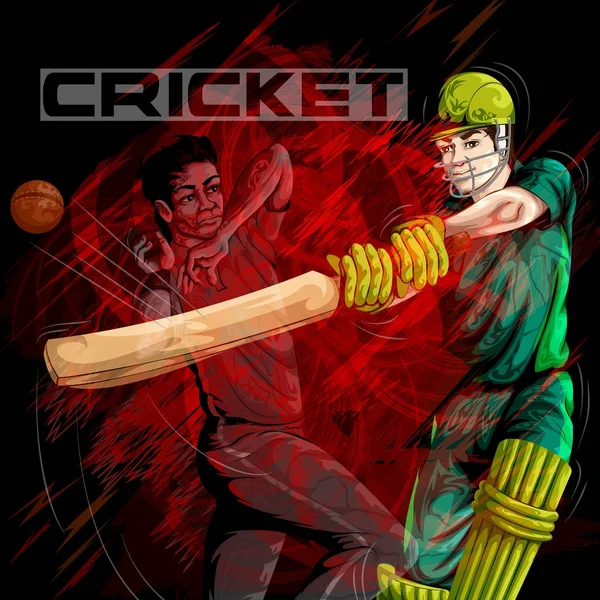 Conceito de desportista jogando Cricket jogo esporte —  Vetores de Stock