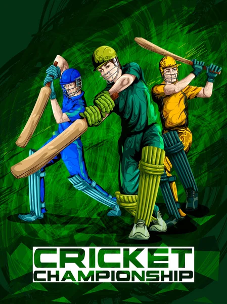 Conceito de desportista jogando Cricket jogo esporte — Vetor de Stock