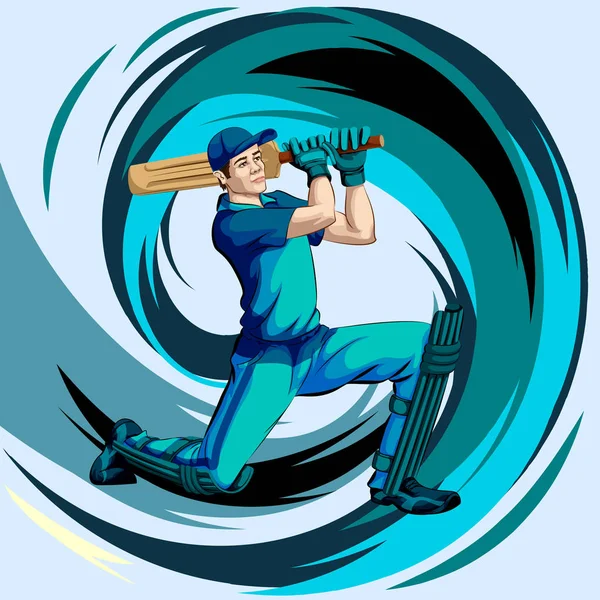 Concept of sportsman playing Cricket match sport — Stock Vector