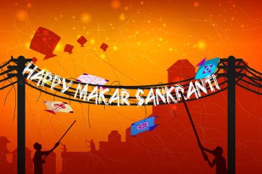 Mutlu Makar Sankranti dini festival Hindistan kutlama arka plan