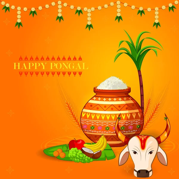 Happy Pongal festival religieux de l'Inde du Sud fond de célébration — Image vectorielle