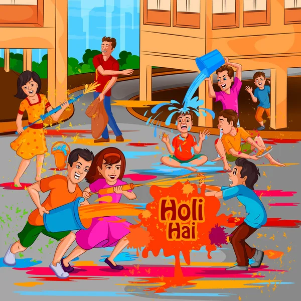 Feliz festival Holi de colores de fondo para las vacaciones de la India — Vector de stock