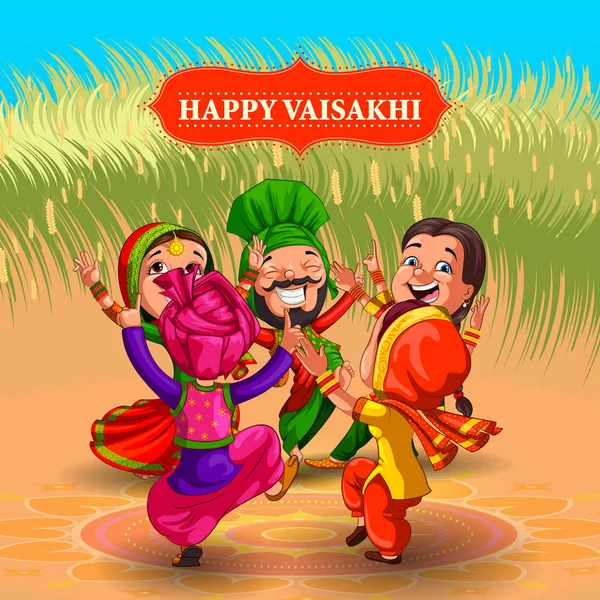 Feliz ano novo de Vaisakhi festival de Punjab Índia —  Vetores de Stock