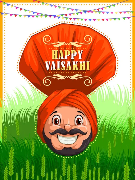 Happy Vaisakhi Πρωτοχρονιά Φεστιβάλ της Ινδίας Πουντζάμπ — Διανυσματικό Αρχείο