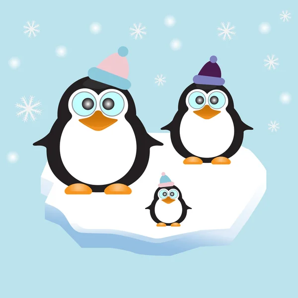 Rodzina Pingwin w lodzie motyw tła — Wektor stockowy
