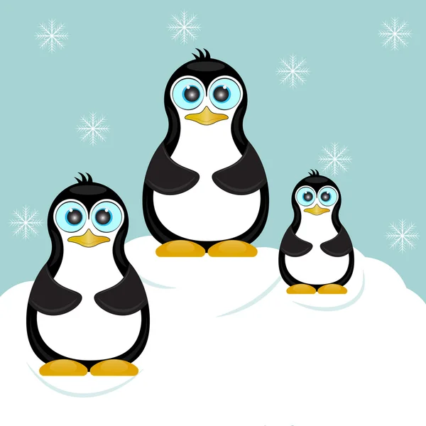 Familia de pingüinos en hielo Tema Fondo — Vector de stock