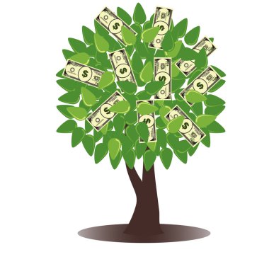 Bir ağaç para Doları notlar şeklinde gelişen bir kavramsal çizimi