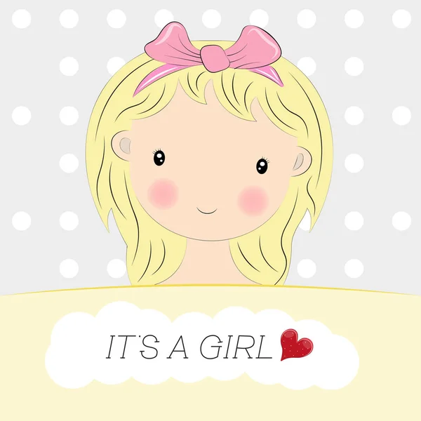 Wenskaart cute Cartoon Girl. — Stockvector