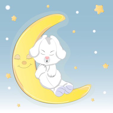 Ayın üzerinde uyuyan sevimli köpek.