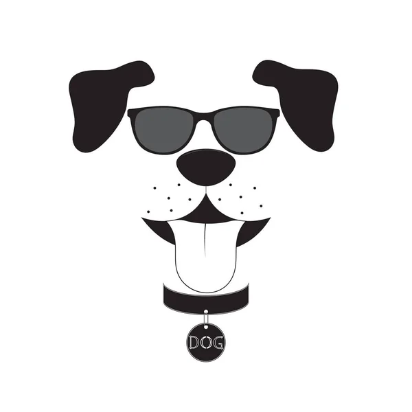 Cabeza de perro con gafas sobre fondo blanco — Vector de stock