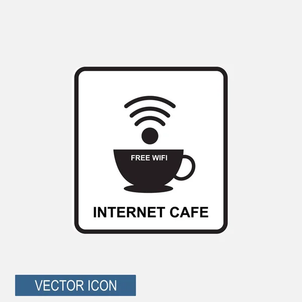 一杯のコーヒーと本文に絵文字無料 Wifi のインター ネット カフェ. — ストックベクタ