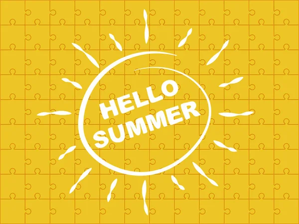 Γράμματα Γεια σας καλοκαίρι με το φόντο του παζλ. — Διανυσματικό Αρχείο
