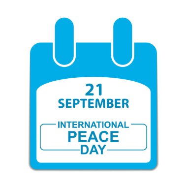 Uluslararası Barış günü Eylül 21. takvim sayfası. 
