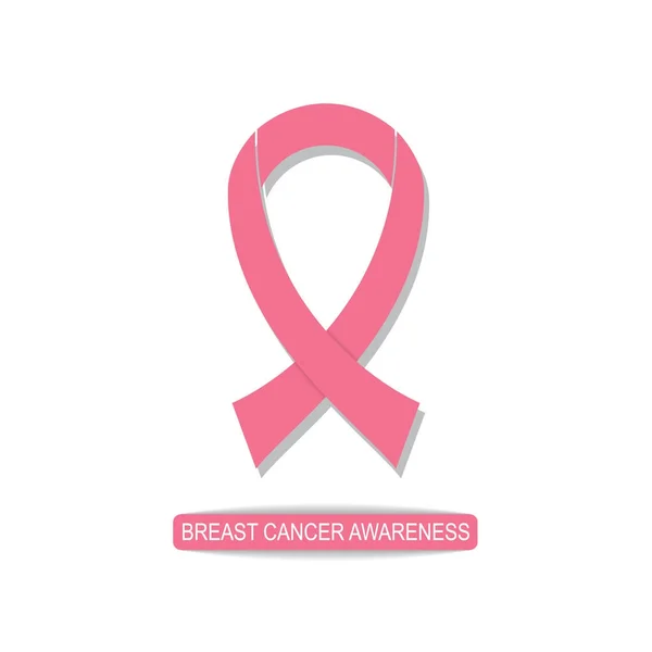 Cinta rosa para el conocimiento del cáncer de mama sobre un fondo blanco — Vector de stock
