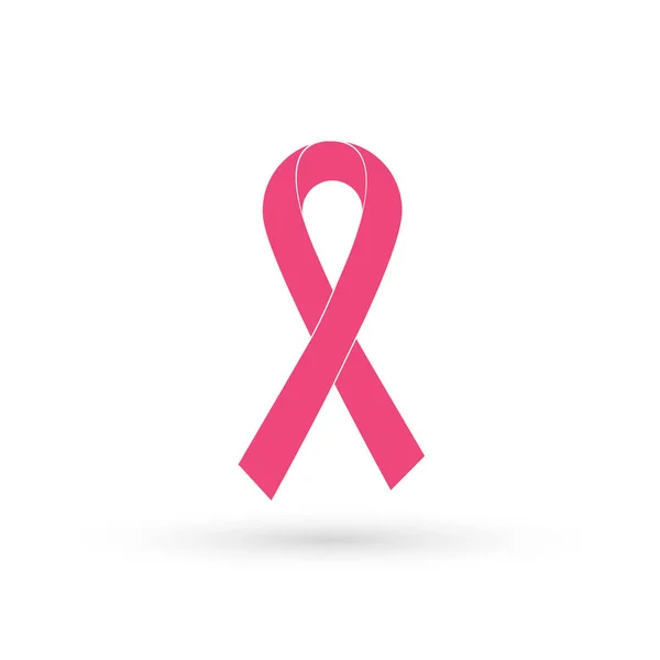 Cinta rosa para el conocimiento del cáncer de mama sobre un fondo blanco — Vector de stock