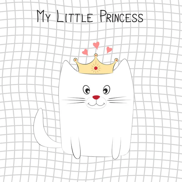Милая маленькая кошачья принцесса. Графика для футболок . — стоковый вектор