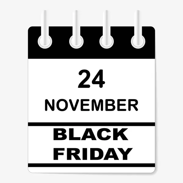 Venta Viernes Negro 24 de noviembre. hoja de calendario. V. — Vector de stock