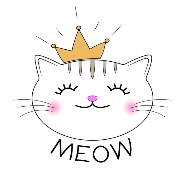 Симпатичний котячий силует. Голова кішки з написом Meow . — стоковий вектор