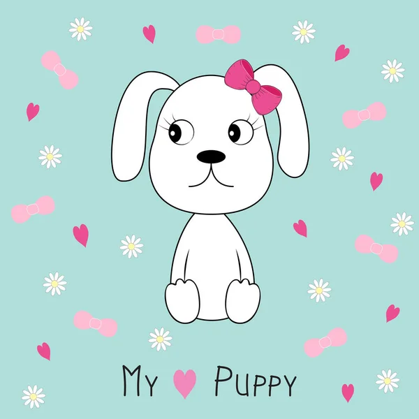 Mijn mooie puppy meisje. Hand getekend Valentijnsdag wenskaart — Stockvector