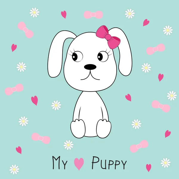 Mi adorable cachorrita. Tarjeta de felicitación del día de San Valentín dibujada a mano — Vector de stock