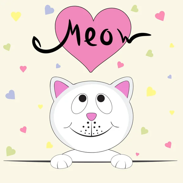 Drăguţă pisicuţă care spune Miow. Felicitări . — Vector de stoc