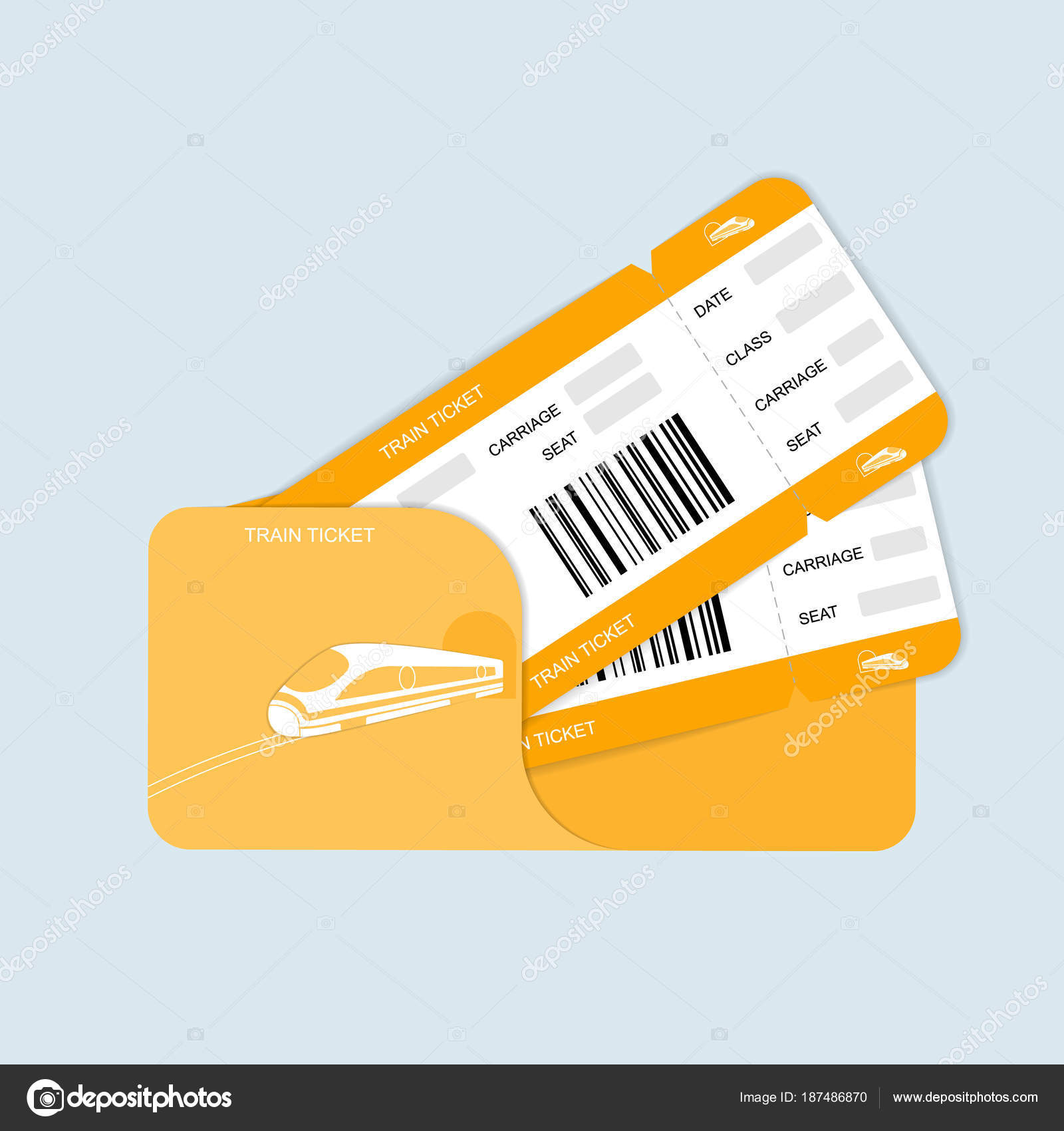Billete de tren moderno, Viaje en tren. Objeto aislado en blanco . Vector  de stock #187486870 de ©andrei.pastsuk@gmail.com, image size:1600x1700