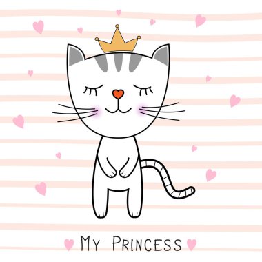 Şirin kedi ve yazıt My Princess. Tebrik kartı