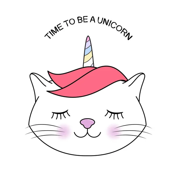 Söt fantasi cat unicorn. Design för barn. — Stock vektor