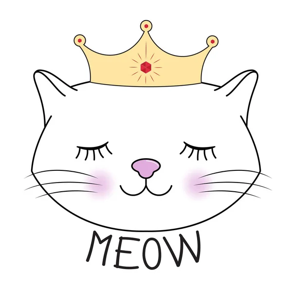 Lindo gatito princesa silueta. Tarjeta de felicitación. Ilustración vectorial . — Vector de stock