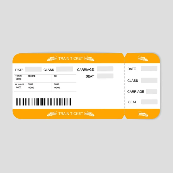 Modern Train  ticket, Travel by Railway.  Isolated object on white. — Stock Vector