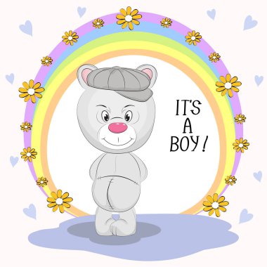 Sevimli ayı ve yazıt onun bir çocuk.