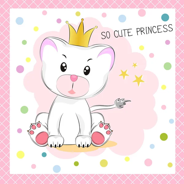 ?Artoon little kitty with lettering So Cute Princess . — стоковый вектор