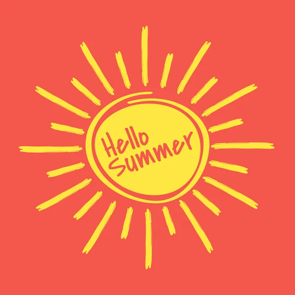 Hello summer hand drawn sun icons. — Stock Vector