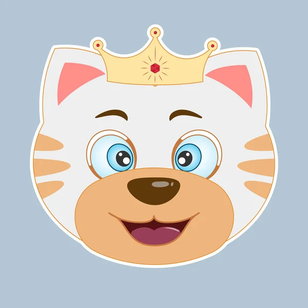 Mignon heureux dessin animé chat princesse sourit. Carte de voeux — Image vectorielle