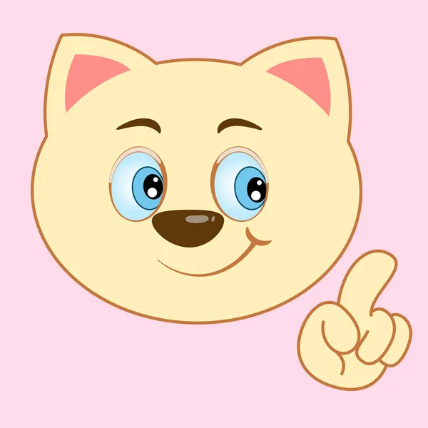 Mignon heureux dessin animé chat sourit et agite sa patte . — Image vectorielle